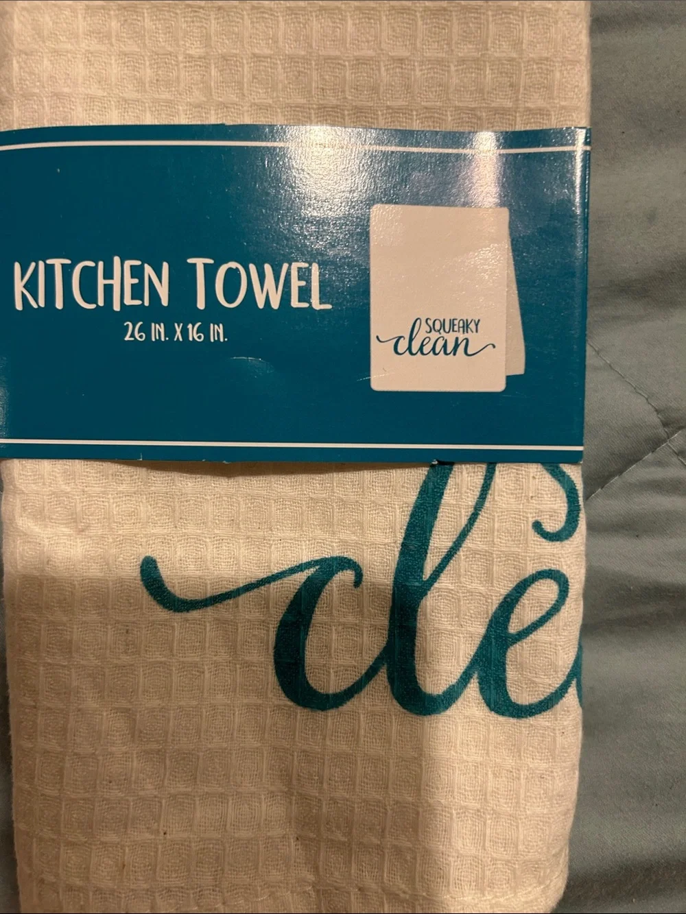 Teal Kitchen Towel & Tool Set with Bamboo Lid Caddy